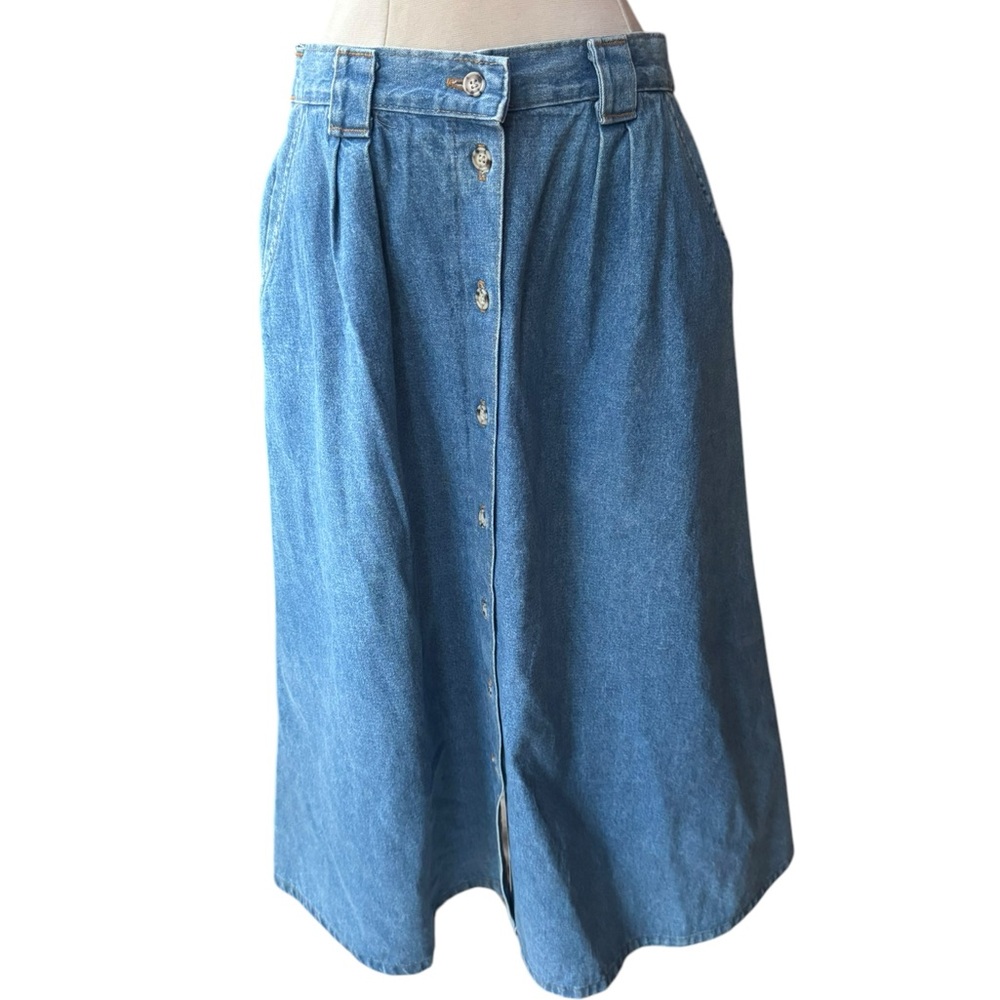 Vintage Vivaldi, Made in USA, Front Button Down Denim Skirt